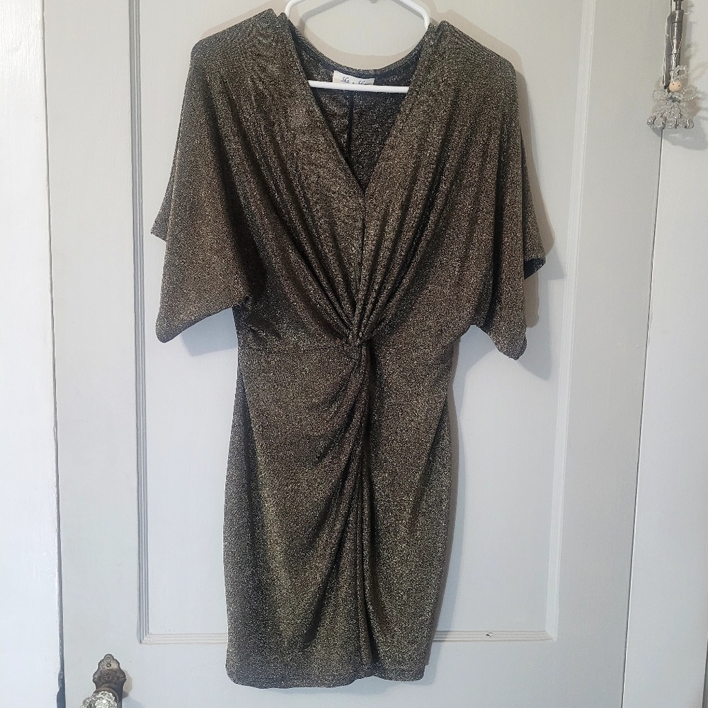 $She + Sky Gold Dress,  Size S